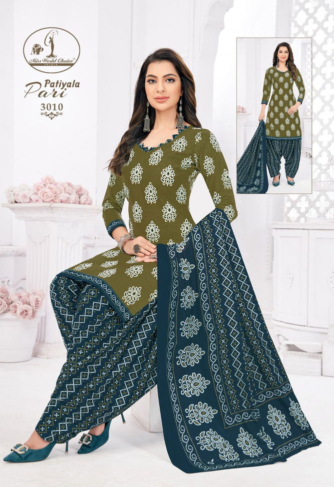 Miss World Choice Patiyala Pari 3 Printed Cotton Dress Material